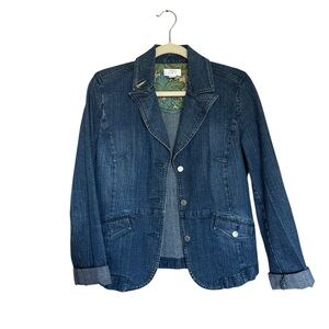 Ann Taylor LOFT Blue Denim Blazer Stretch Jacket Dark Wash Women's Size 6